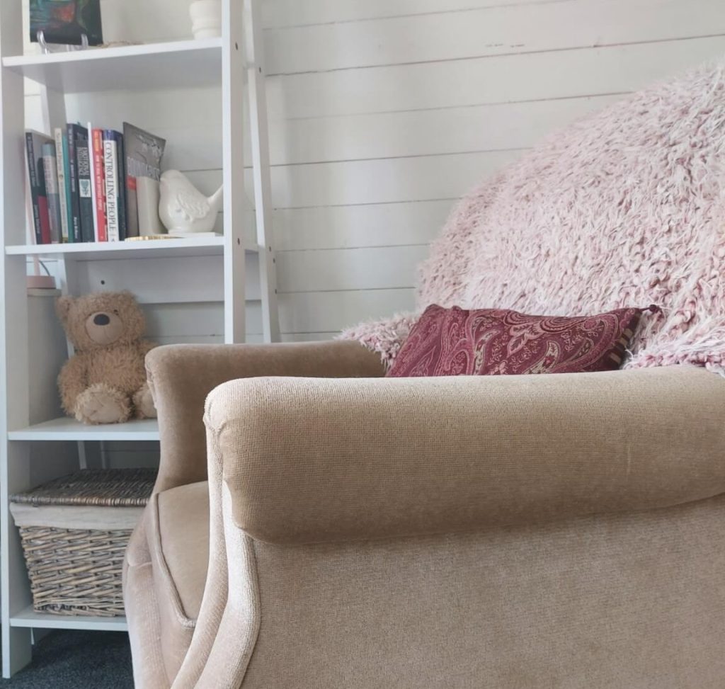 Comfortable armchair in Rachel's calm coaching space